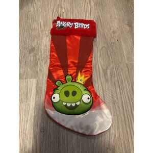 Angry Birds Red & Green Satin Christmas Stocking With King Pig